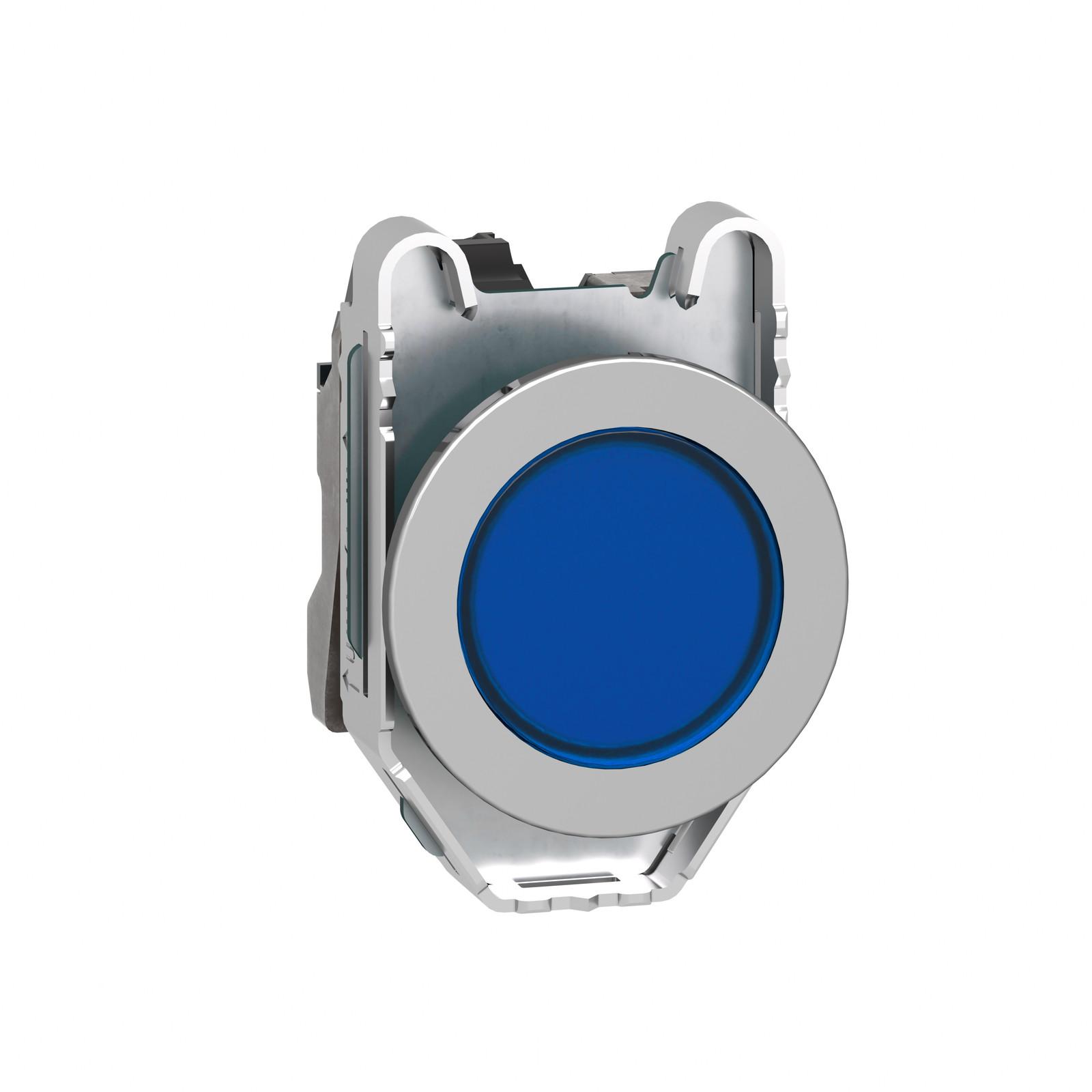 Pilot light, Harmony XB4,metal, blue flush mounted, 30mm, universal LED, plain lens, 24V AC DC