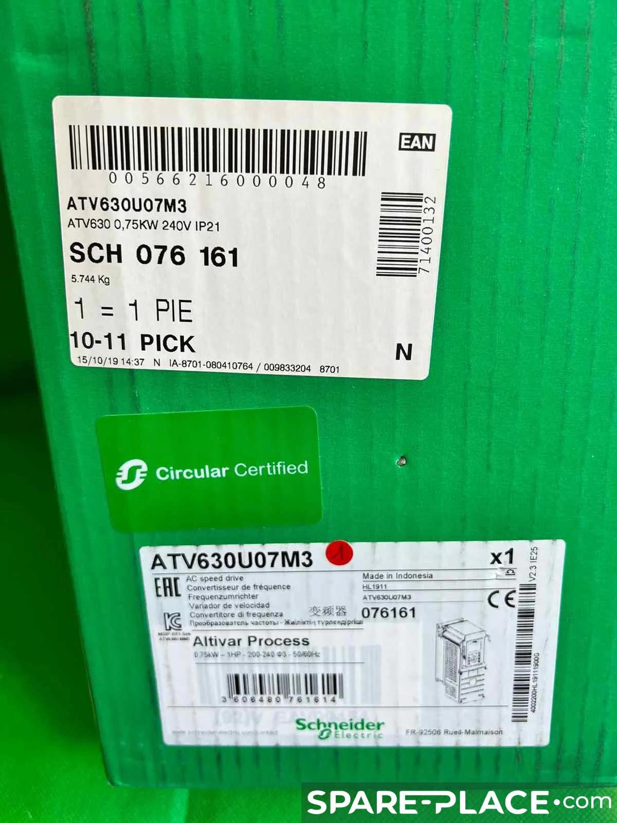 variable speed drive, Altivar Process ATV600, ATV630, 0.75kW, 1hp, 200 to 240V, IP21, UL type 1