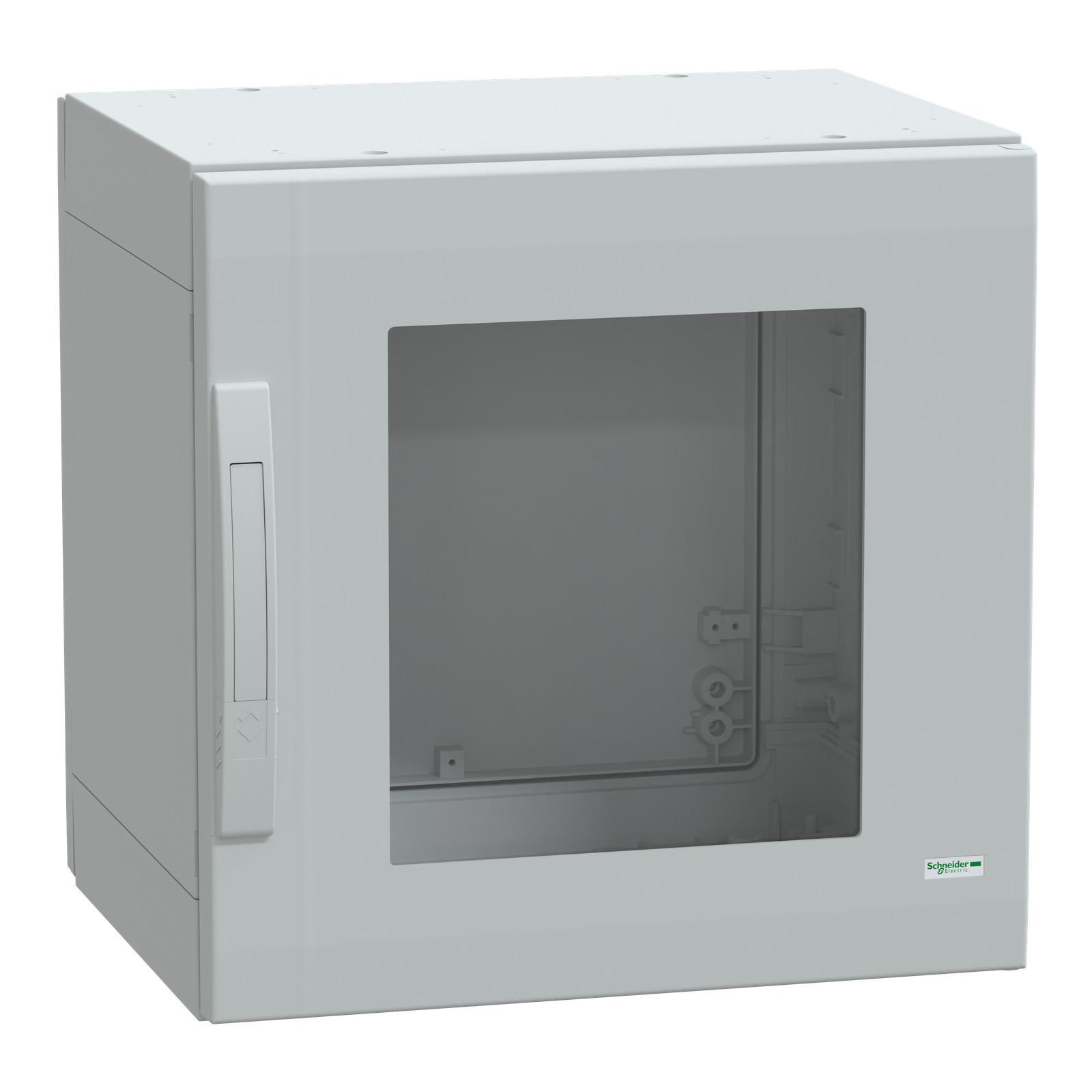 Floor standing polyester enclosure, Thalassa PLA, glazed door, completely sealed, 500x500x420mm, IP65, IK08