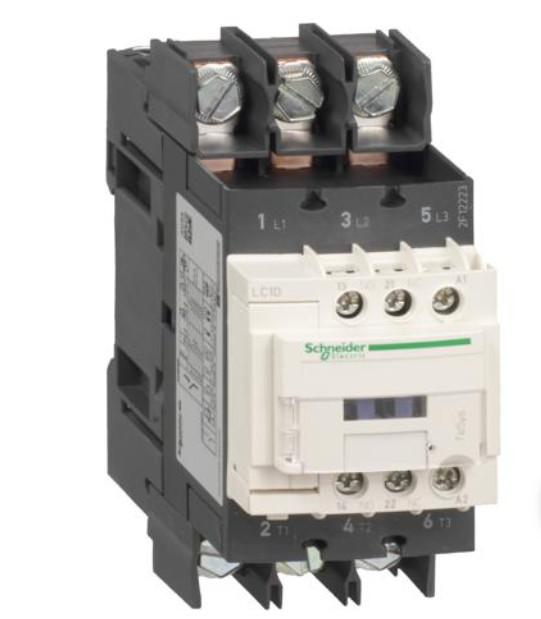 IEC contactor, TeSys Deca, nonreversing, 40A, 30HP at 480VAC, 3 phase, 3 pole, 3 NO, 24VDC coil, open style