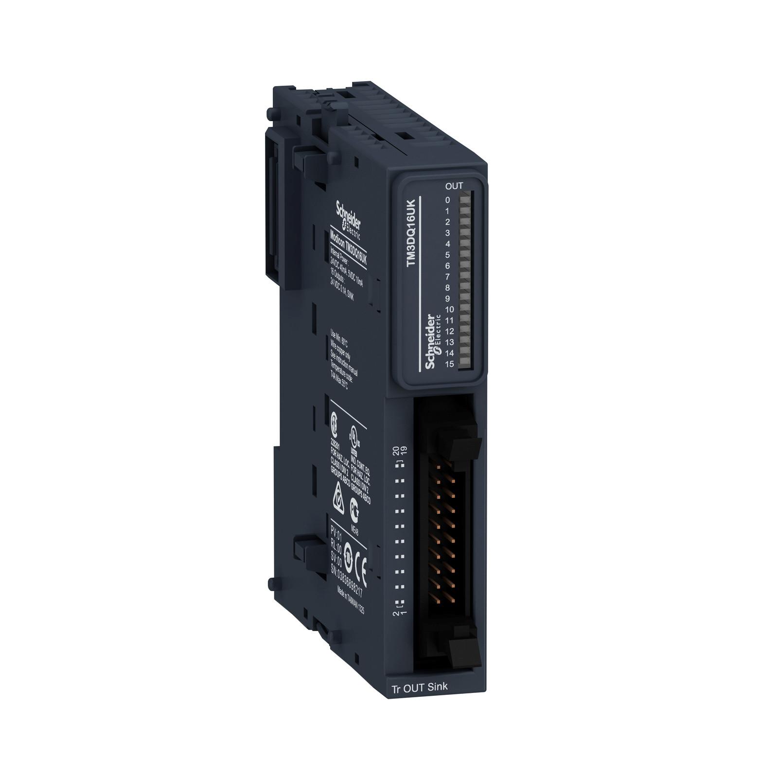 Discrete output module, Modicon TM3, 16 outputs transistor NPN (HE10)