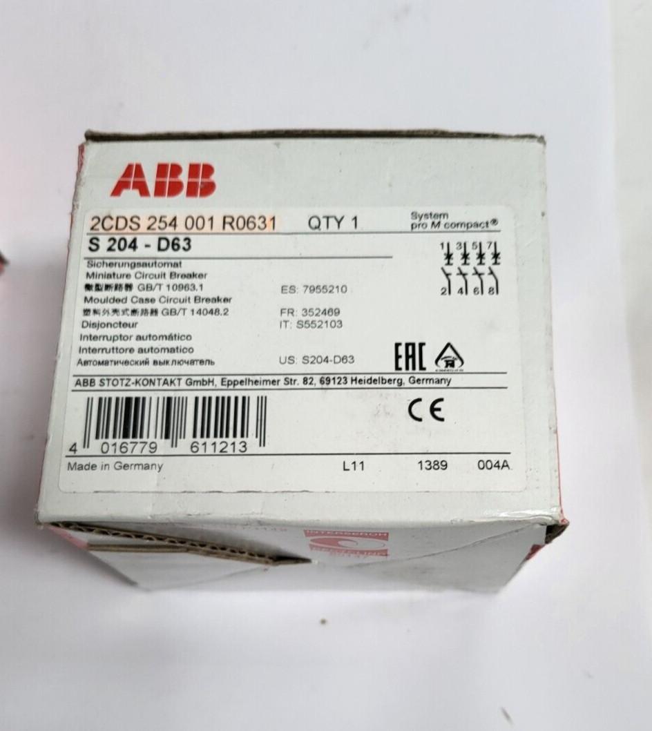 S204-D63 Miniature Circuit Breaker - 4P - D - 63 A