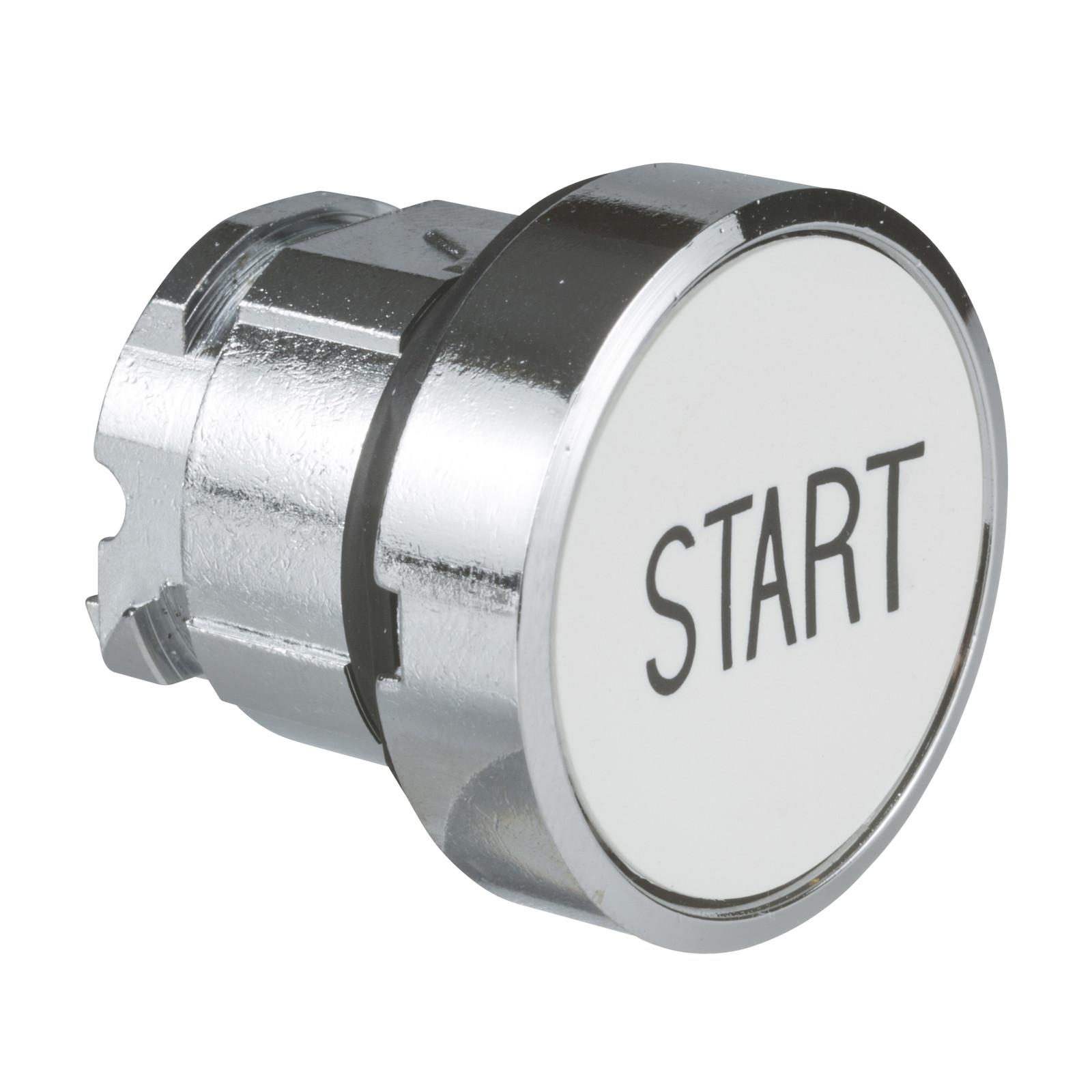 Head for non illuminated push button, Harmony XB4, white flush pushbutton Ø22 mm spring return "START"