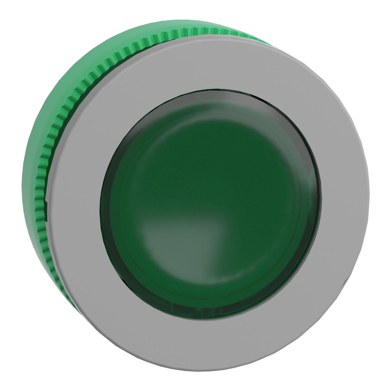 Head for pilot light, Harmony XB5, antimicrobial, plastic, green, 30mm, universal LED, plain lens