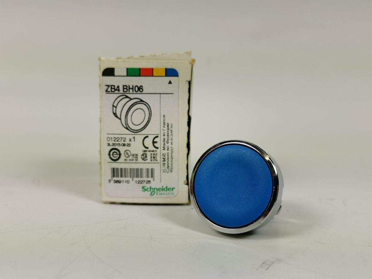 Head for illuminated push button, Harmony XB4, metal, blue flush, 22mm, push-push, unmarked