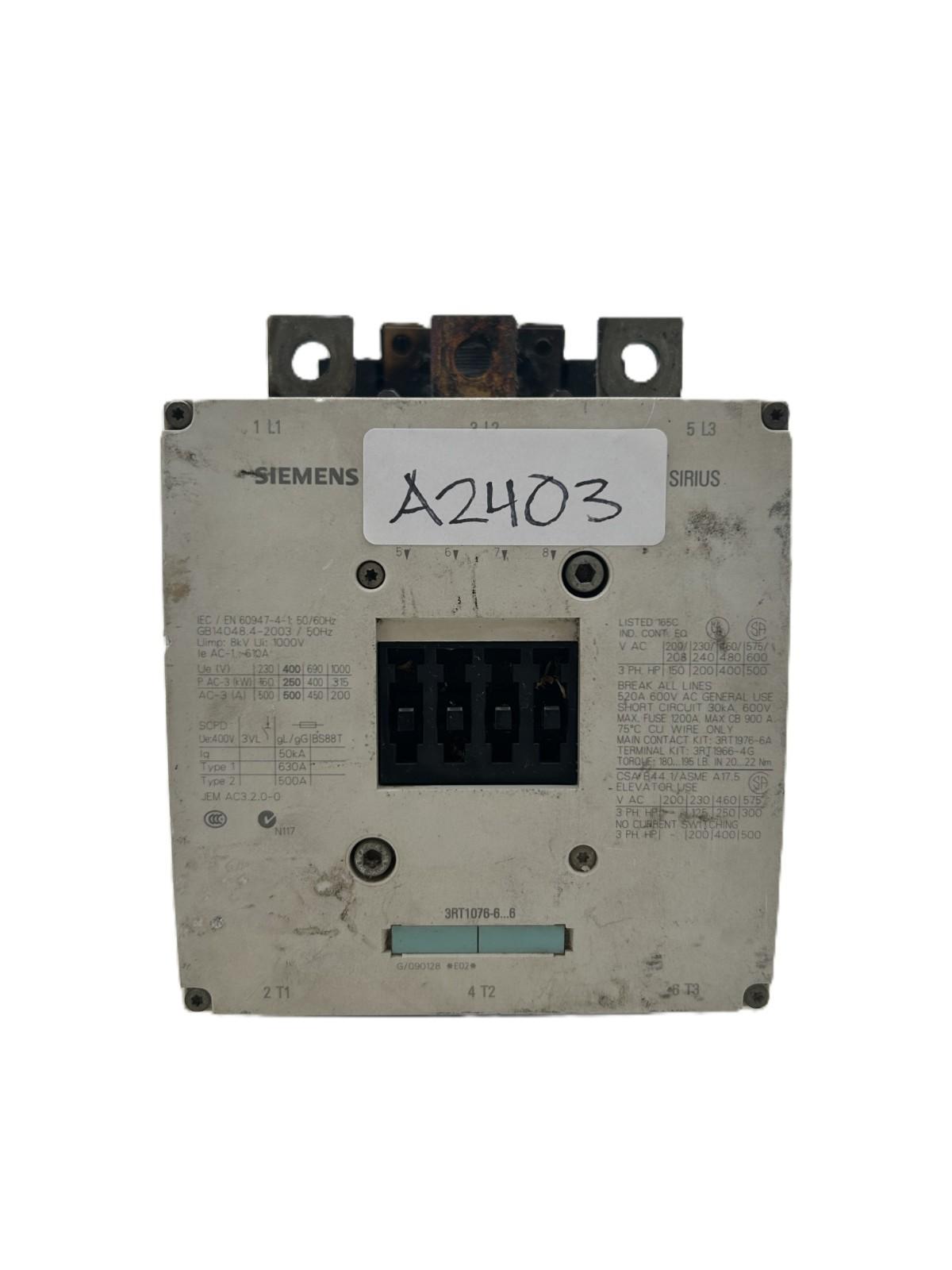 CONTACTOR S12 500A 440-480VUC 3P BAR
