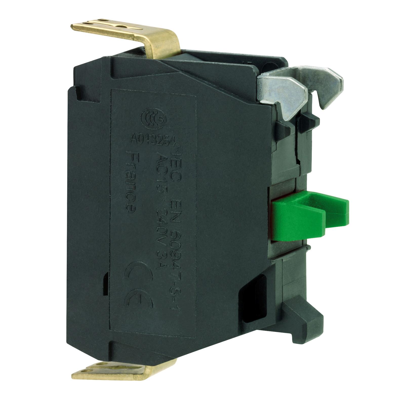 Contact block, Harmony XB4, Harmony XB5, single contact, for head 22mm, low power switching contacts, faston connector, 1NO
