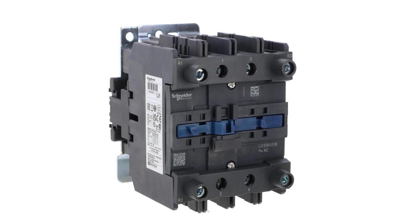 IEC contactor, TeSys Deca, nonreversing, 125A resistive, 4 pole, 2 NO and 2 NC, 48VAC 50/60Hz coil, open style