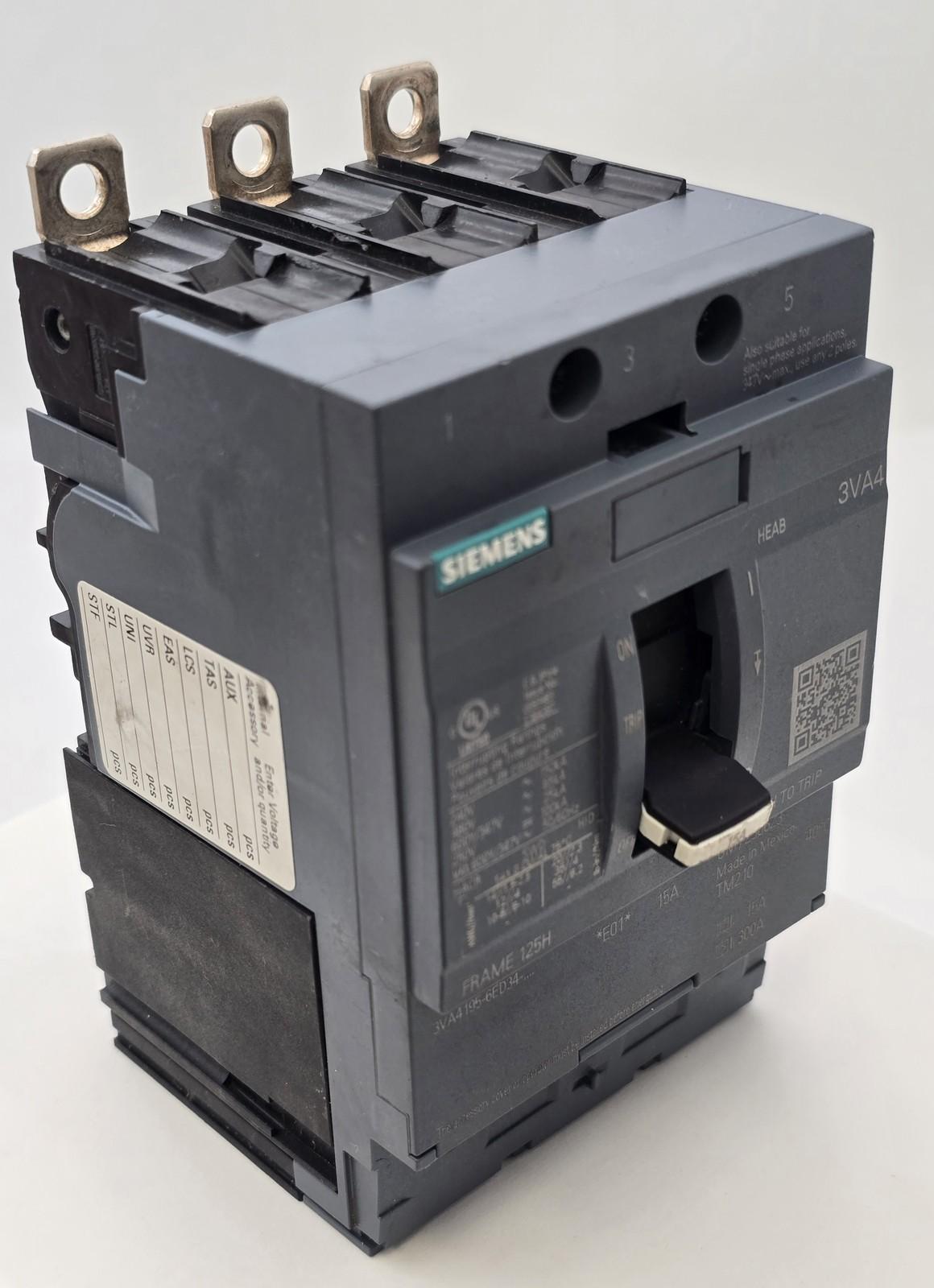 BRKR 3VA41 3P 15A 65KA FTFM LD LUG