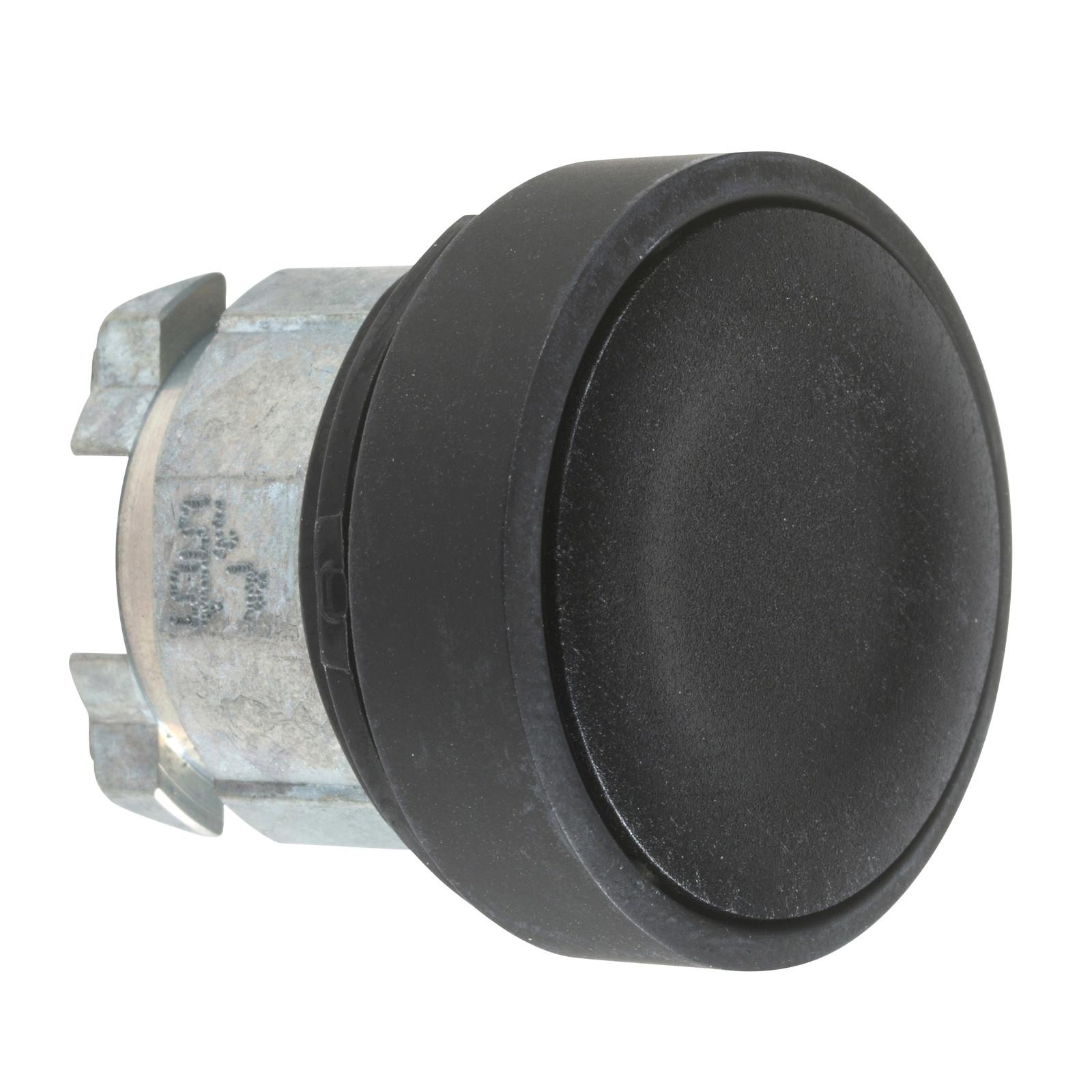 Head for non illuminated push button, Harmony XB4, black, flush, pushbutton 22mm, spring return, unmarked
