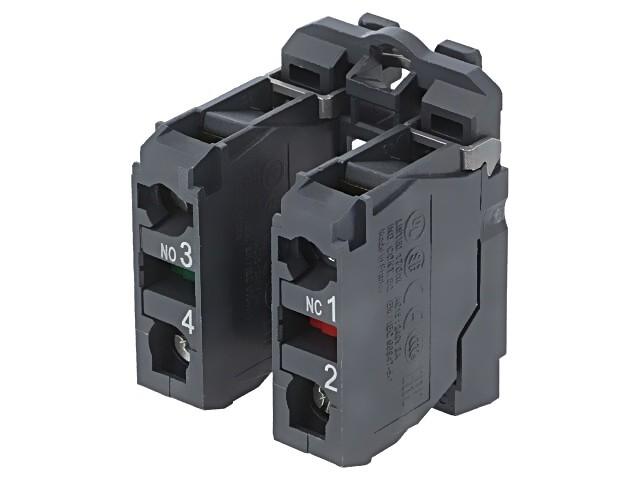 Harmony, 22mm Push Button, XB5A operators, contact block, with mounting collar, 1 NO and 1 NC, screw clamp terminal