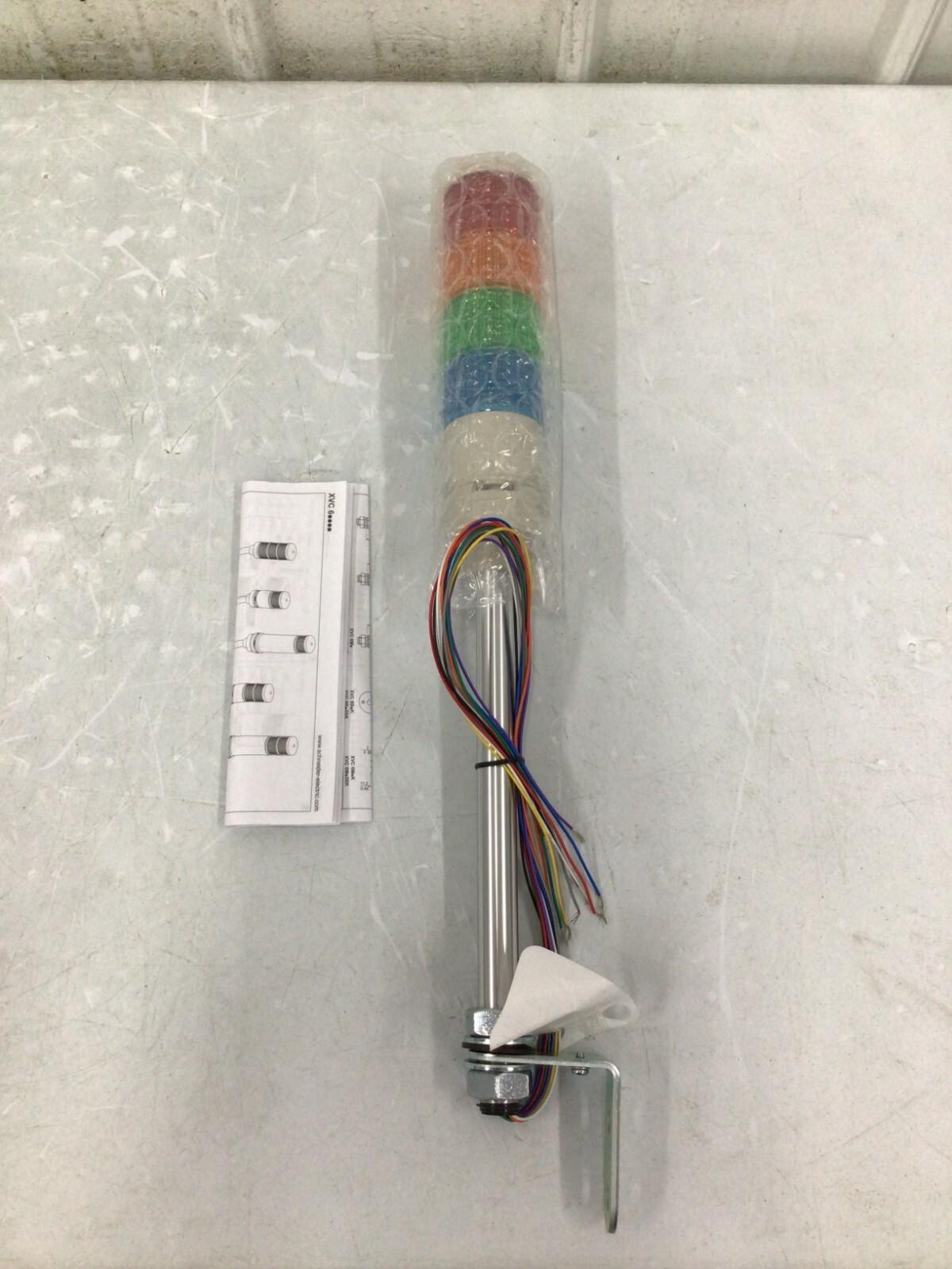Harmony XVC, Monolithic precabled tower light, plastic, red orange green blue, Ø60, tube mounting, steady or flashing, buzzer, IP23, 24 V AC/DC