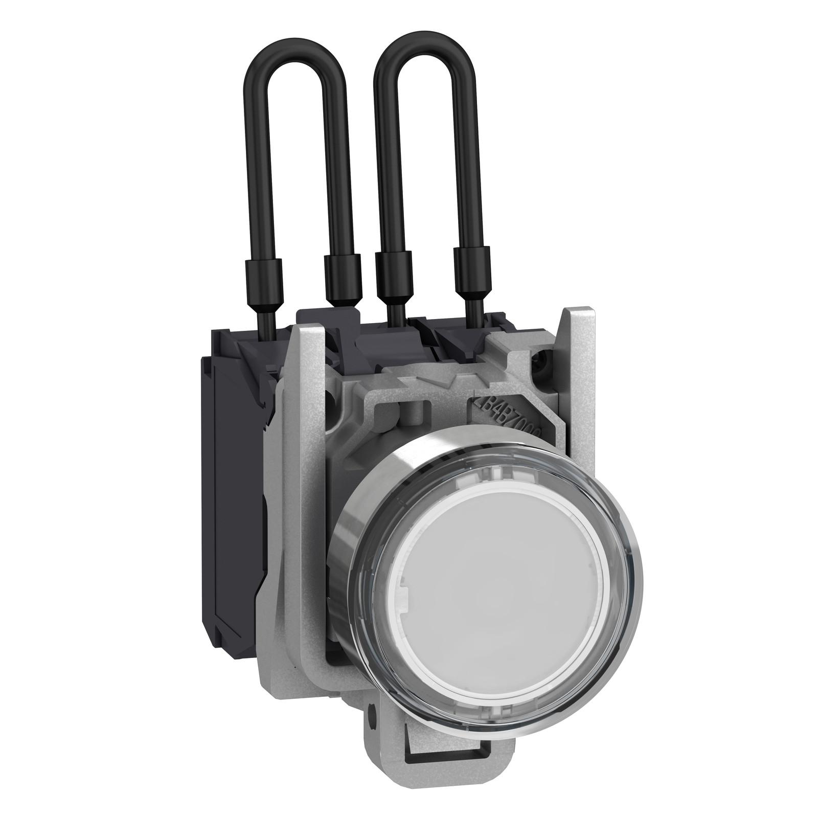 Push-to-test pilot light, Harmony XB4, metal, white, universal LED, screw clamp terminals, 110...120V