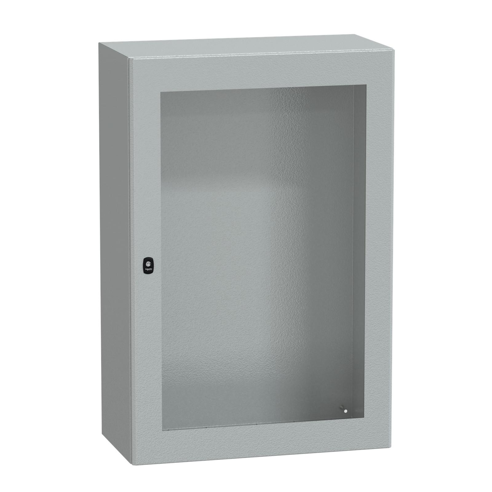 Wall mounted steel enclosure, Spacial S3D, transparent door, without mounting plate, 1200x800x400mm, IP66, IK08