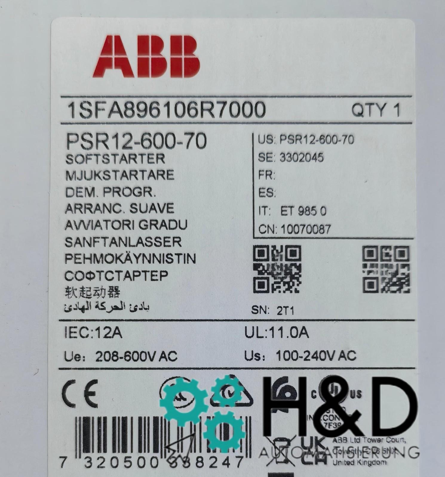 PSR12-600-70 Softstarter - 12 A - 208 ... 600 V AC