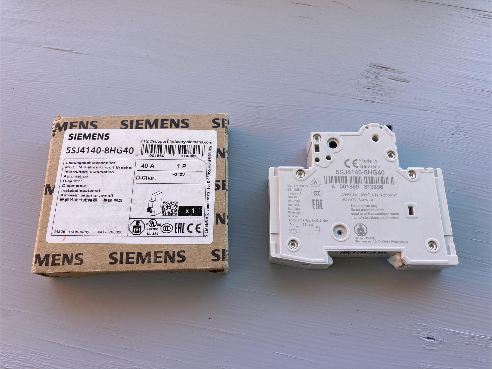 MCB 5SJ4 1P 240V 40A SAME PH 10K D-TRIP