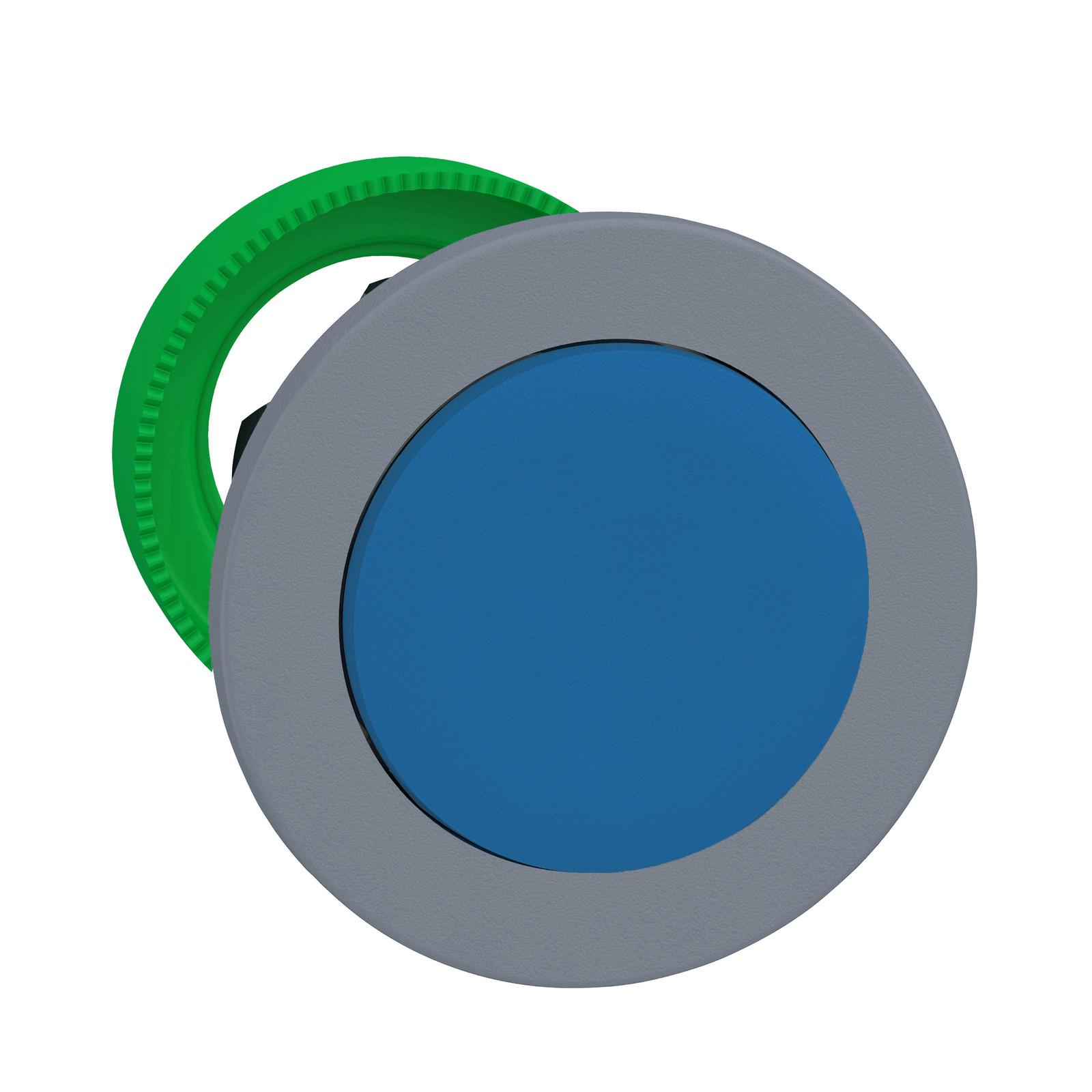 Harmony XB5, Flush mounted push button head, plastic, projecting, blue, Ø30, spring return, grey bezel
