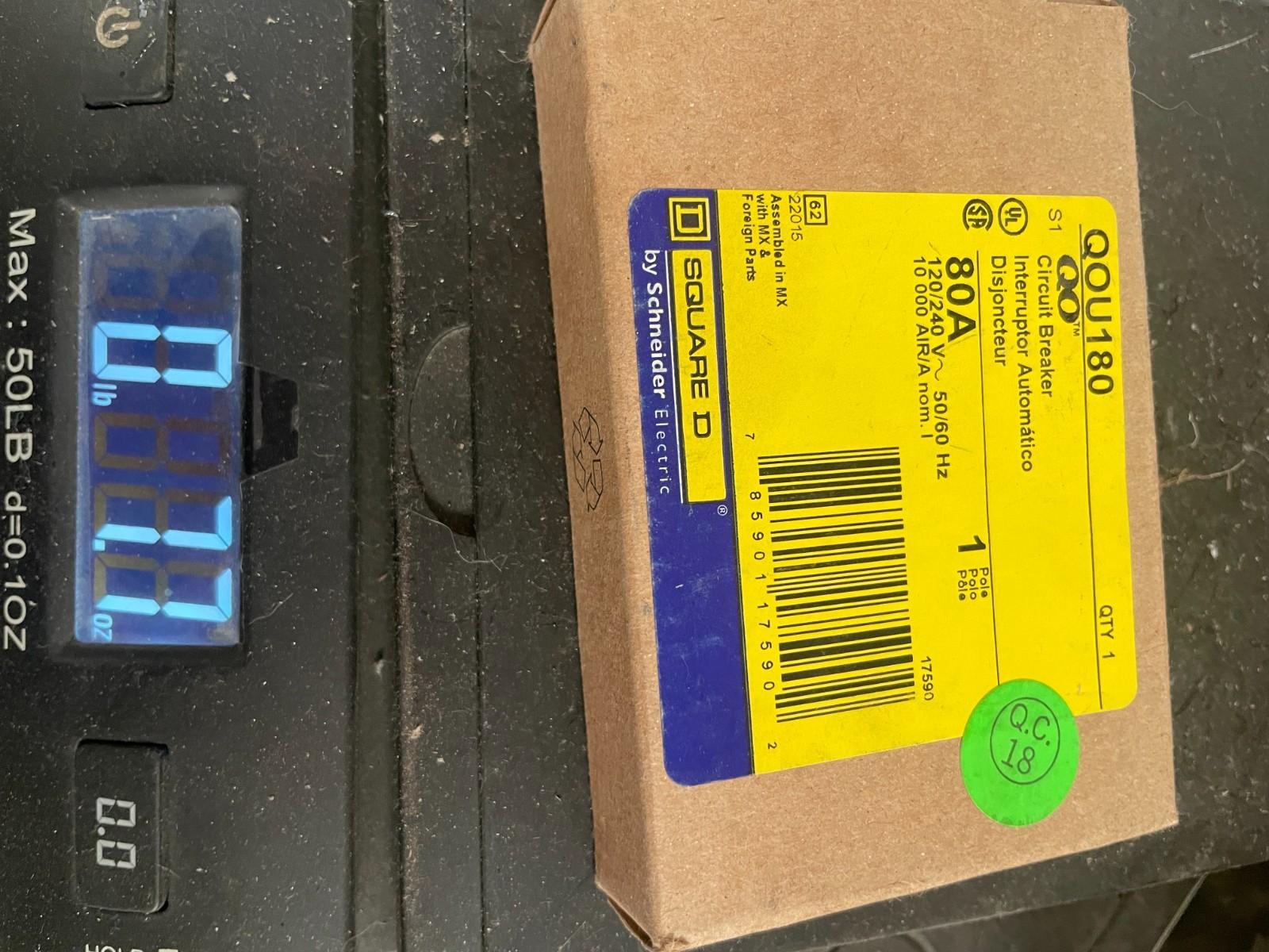 Mini circuit breaker, QOU, 80A, 1 pole, 120/240 VAC, 10kA