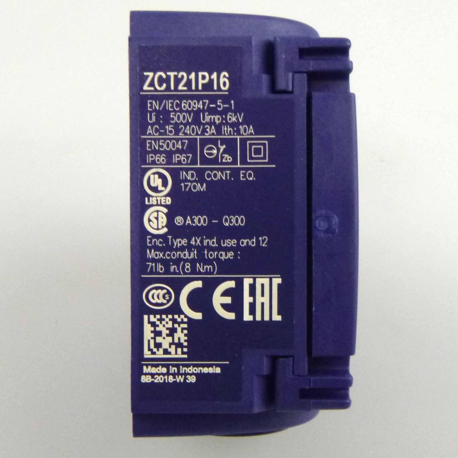 Limit switch, Limit switches XC Standard, XCKT, steel roller plunger, 1NC+1 NO, snap, M16