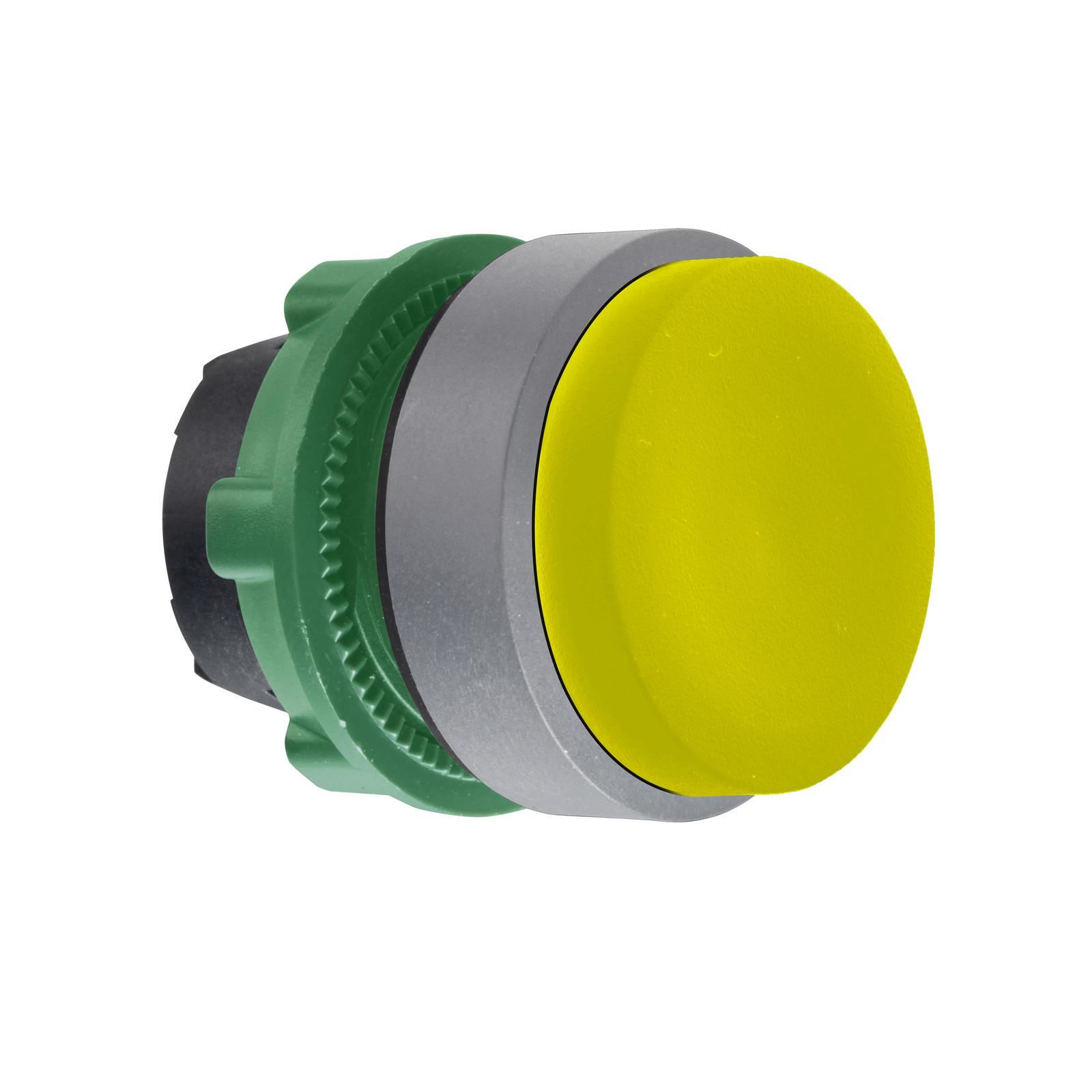 Head for non illuminated push button, Harmony XB5, yellow projecting, 22mm, spring return, unmarked