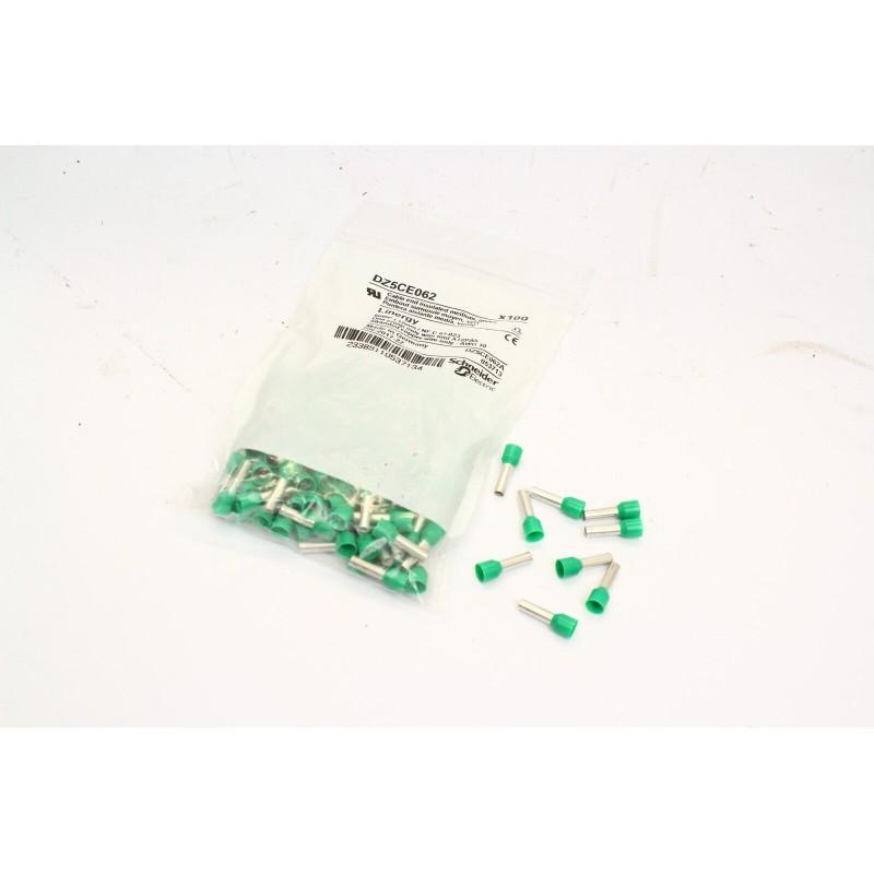 Cable ends, Linergy TR cable ends, single conductor, green, 6mm², medium size, 10 sets of 100