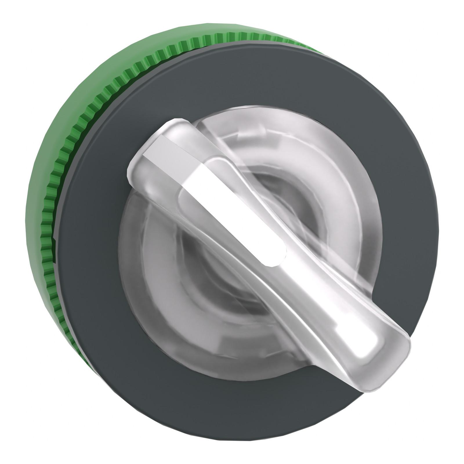 Head for illuminated selector switch, Harmony XB5, plastic, white handle, universal LED, 2 positions, stay put