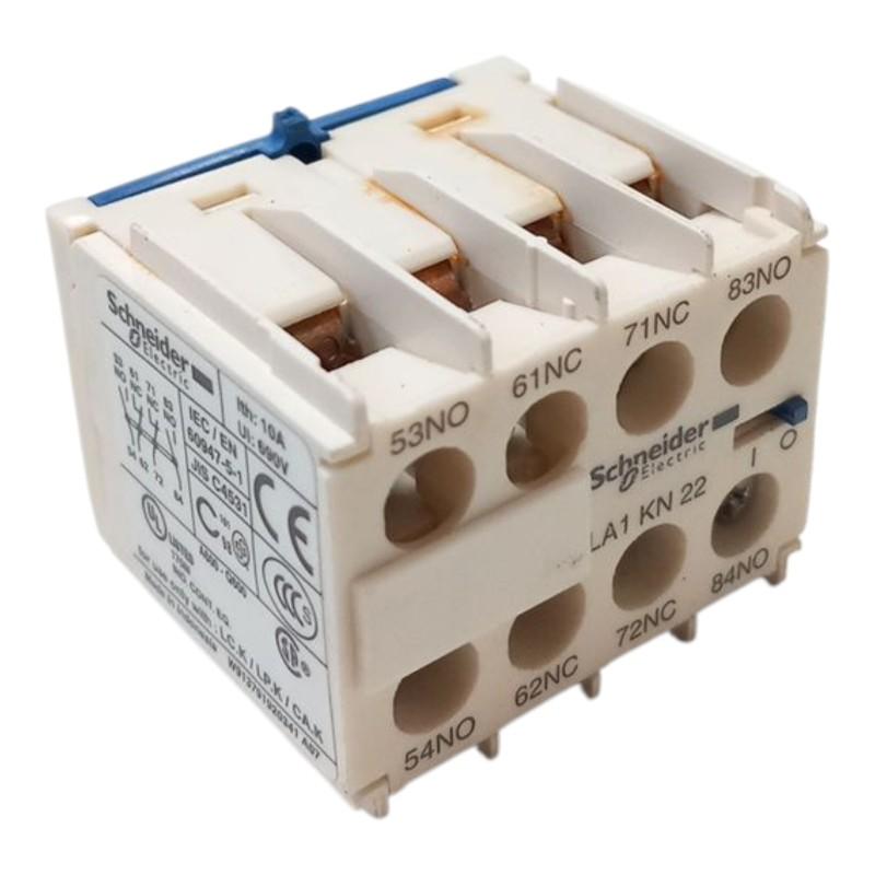 Contactor, auxiliary contact block, TeSys K, 2 NO and 2 NC, top mount, screw clamp terminals