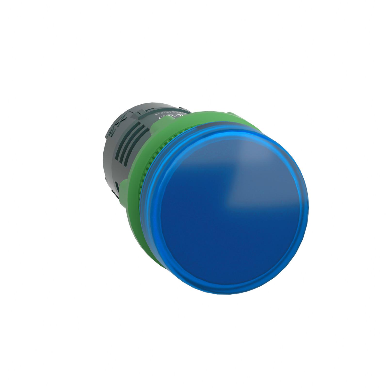 Monolithic pilot light, Harmony XB5, grey plastic, blue, 22mm, universal LED, plain lens, 24V AC DC