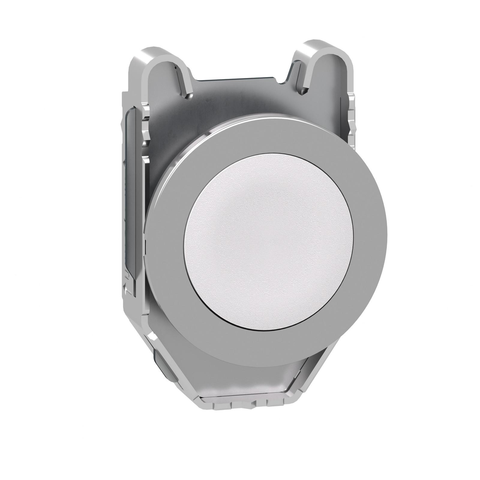 Flush mounted push button head, Harmony XB4, metal, white, 30mm, spring return, unmarked