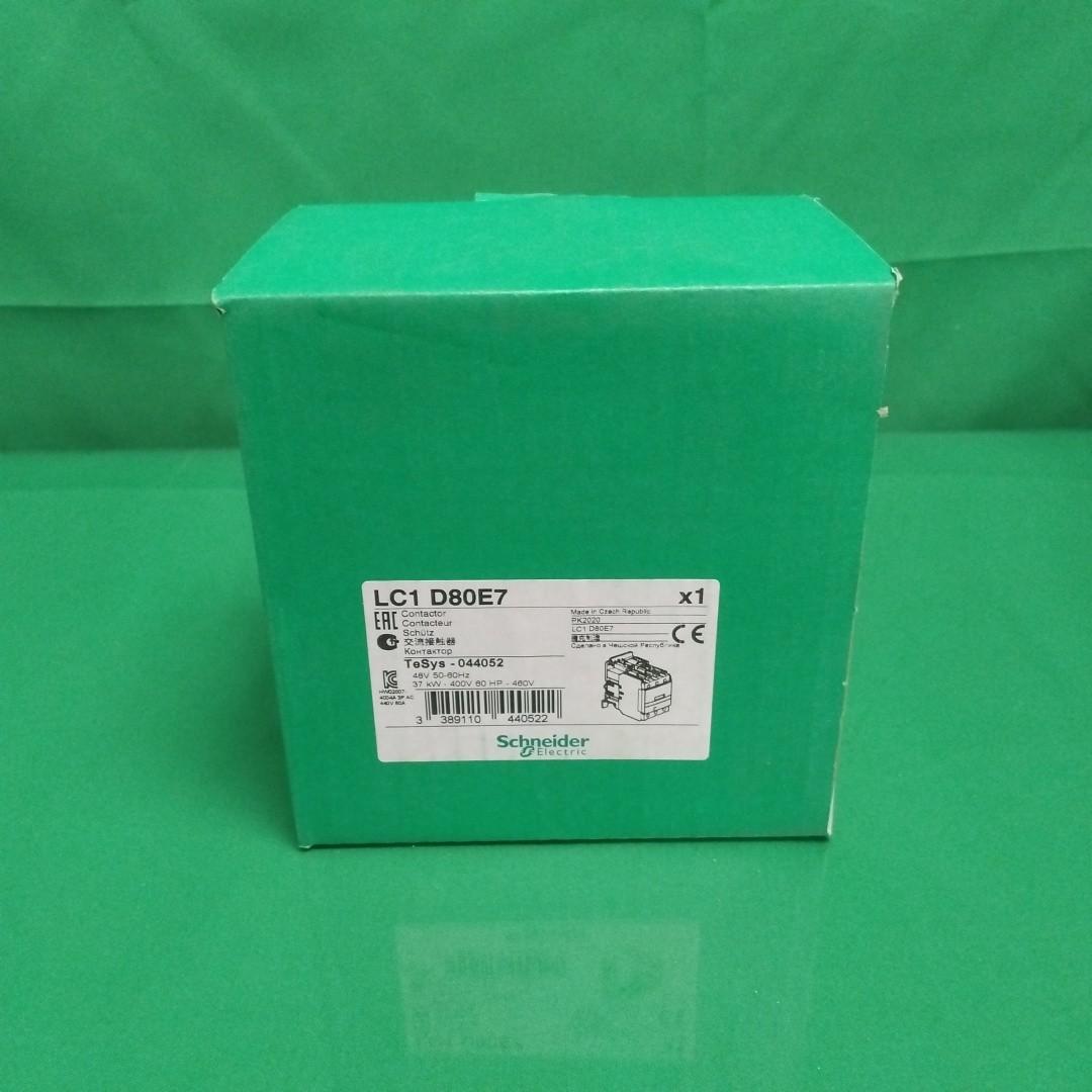 IEC contactor, TeSys Deca, nonreversing, 80A, 60HP at 480VAC, up to 100kA SCCR, 3 phase, 3 NO, 48VAC 50/60Hz coil, open