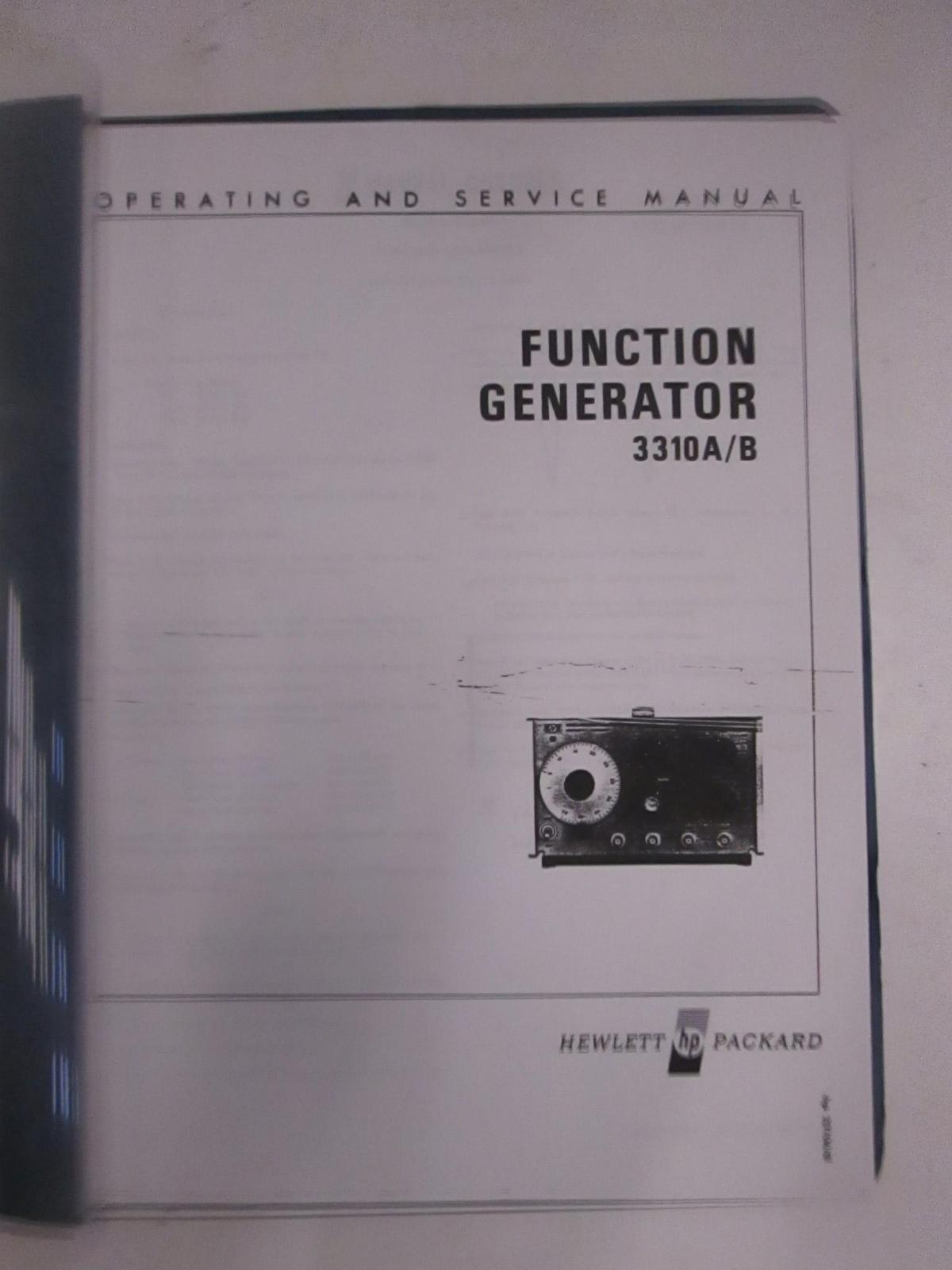 HP 3310A/B Function Generator, Operating and Service Manual,