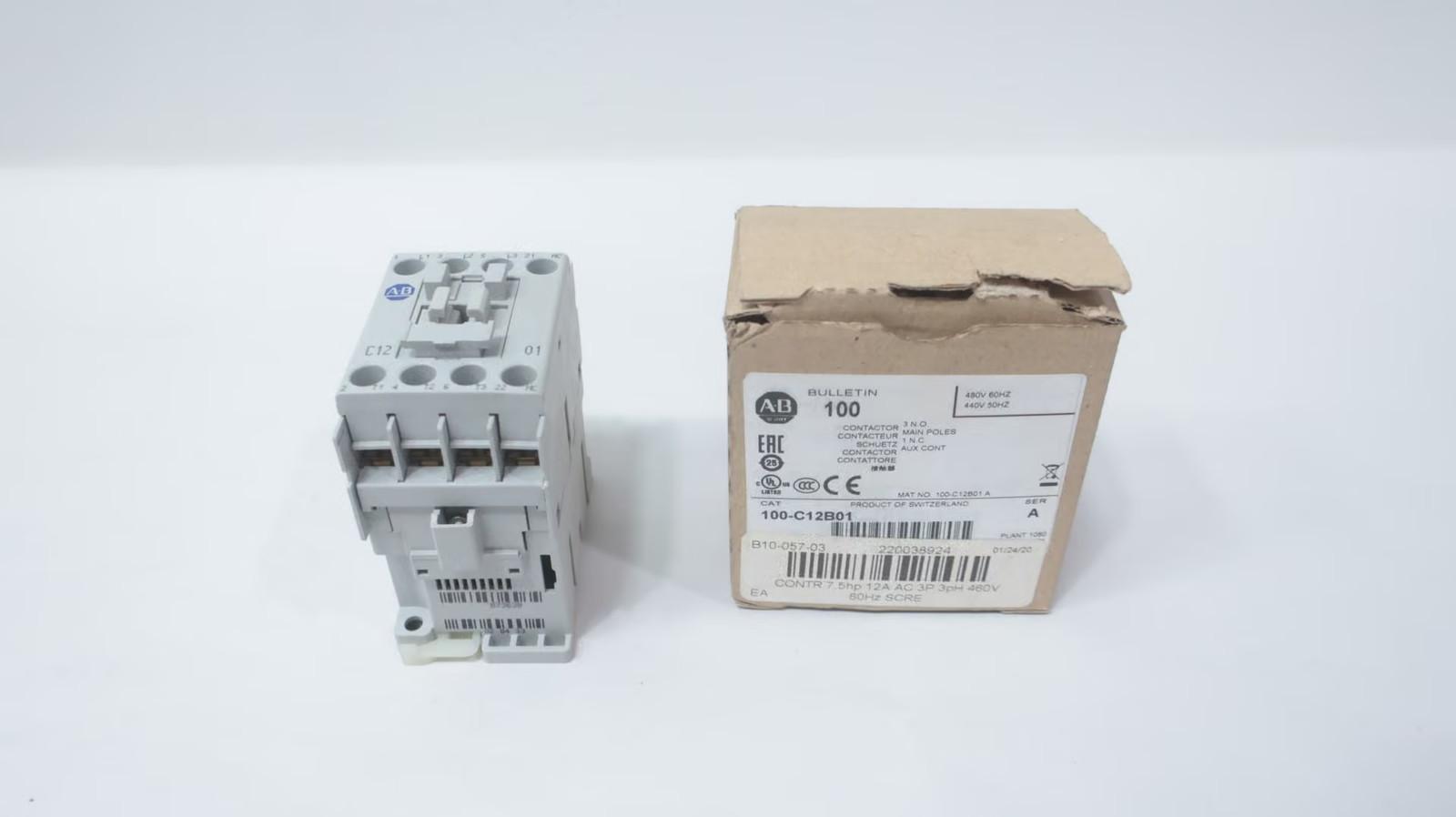 100-C IEC Contactor, Screw Terminals, Line Side, 12A, 0 N.O. 1 N.C. Auxiliary Contact Configuration, Single Pack