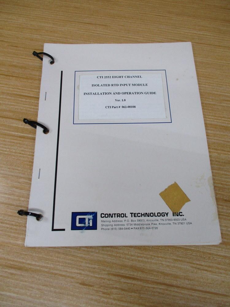Control 062-00108 2552 Installation Operation Guide 06200108