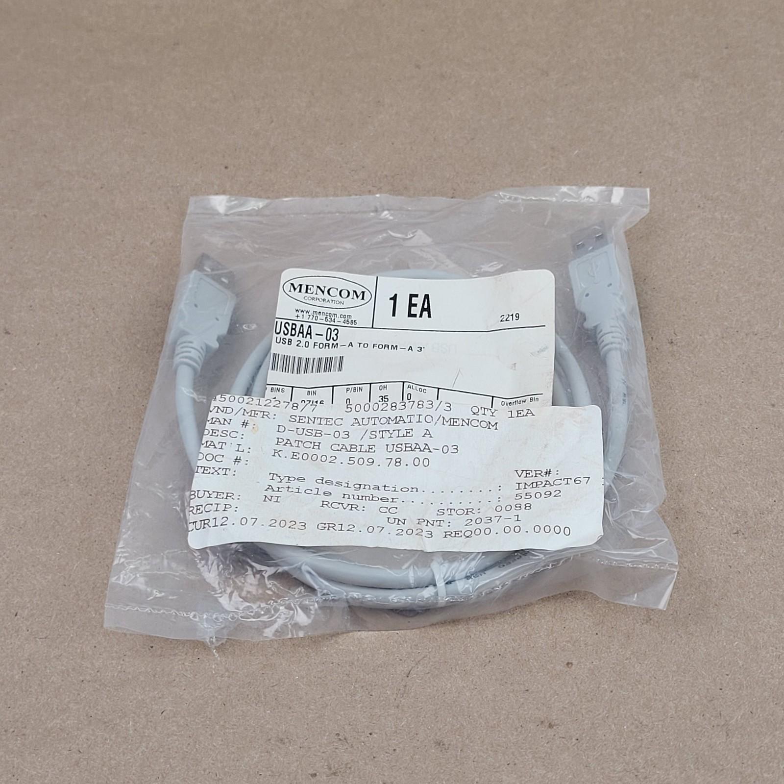 Panel Interface Connector, Accessory, Style A male to Style A male cable, 3'