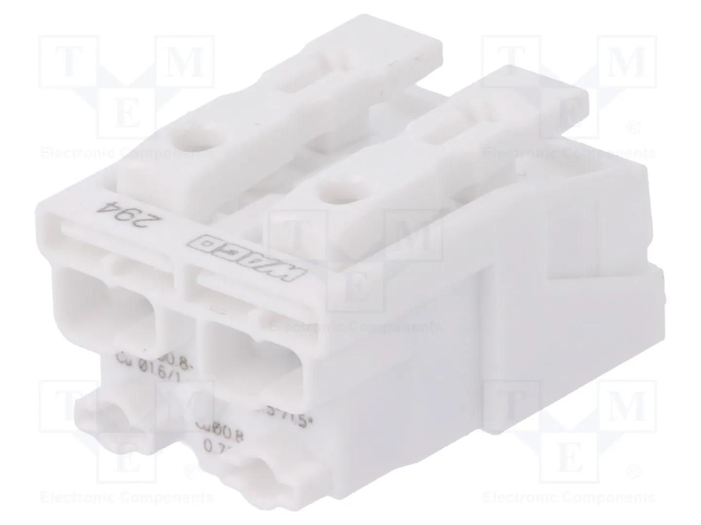 Lighting connector; push-button, external; without ground contact; 2-pole; Lighting side: for solid conductors; Inst. side: for all conductor types; max. 2.5 mm²; Surrounding air temperature: max 85°C (T85); 2,50 mm²; white