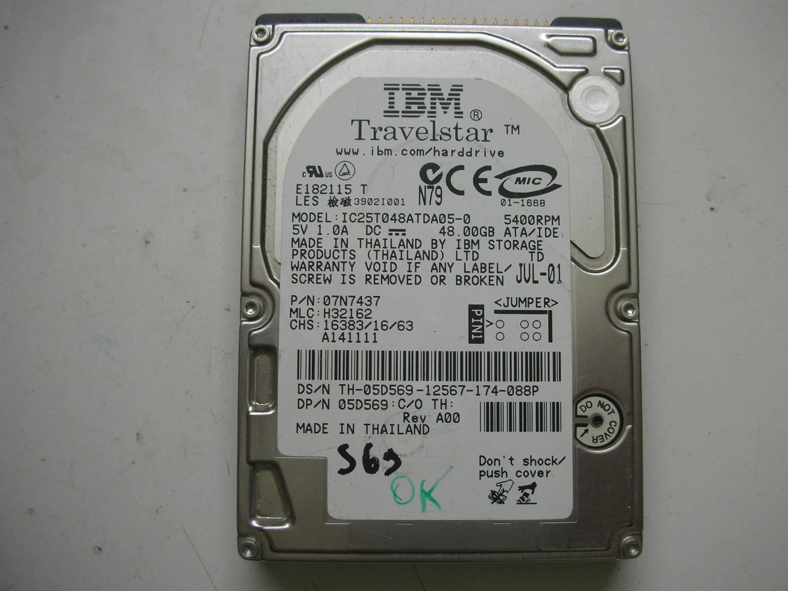 Travelstar 48gb IC25T048ATDA05-0 320 35H9661 01 2,5 Ide