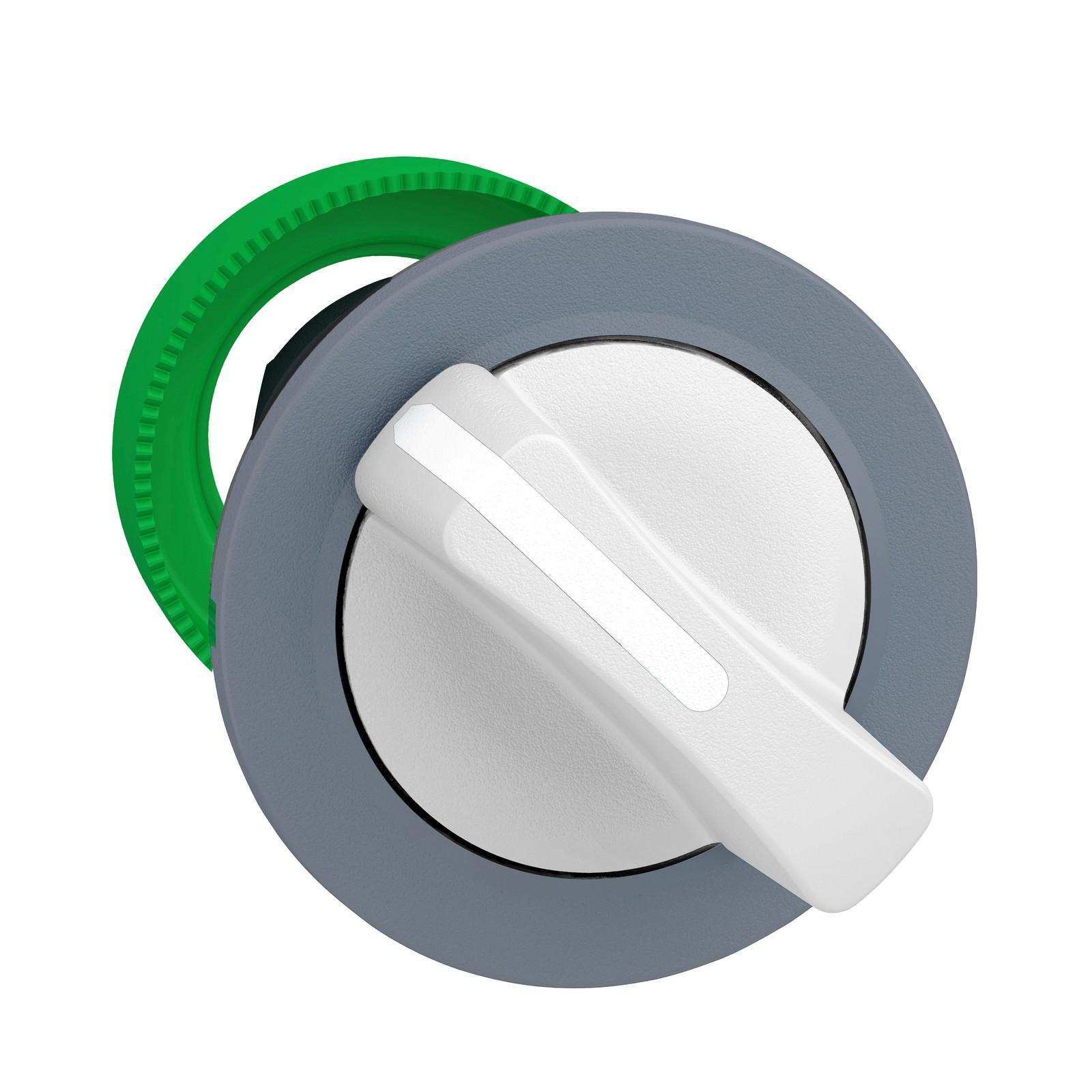 Harmony XB5, Flush mounted selector switch head, plastic, white, Ø30, 2 positions, stay put, grey bezel
