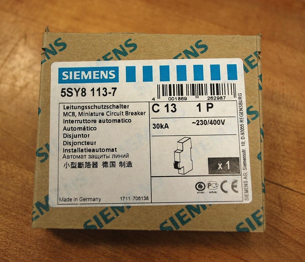 SUP PTOR 5SY8 1P 240V 13A 7.5K C-TRIP