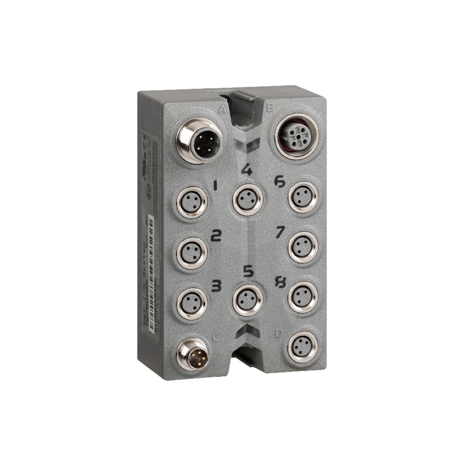 Discrete I/O expansion block, Modicon TM7, IP67, 8 DO, 24 V DC, 2 A, M8 connector