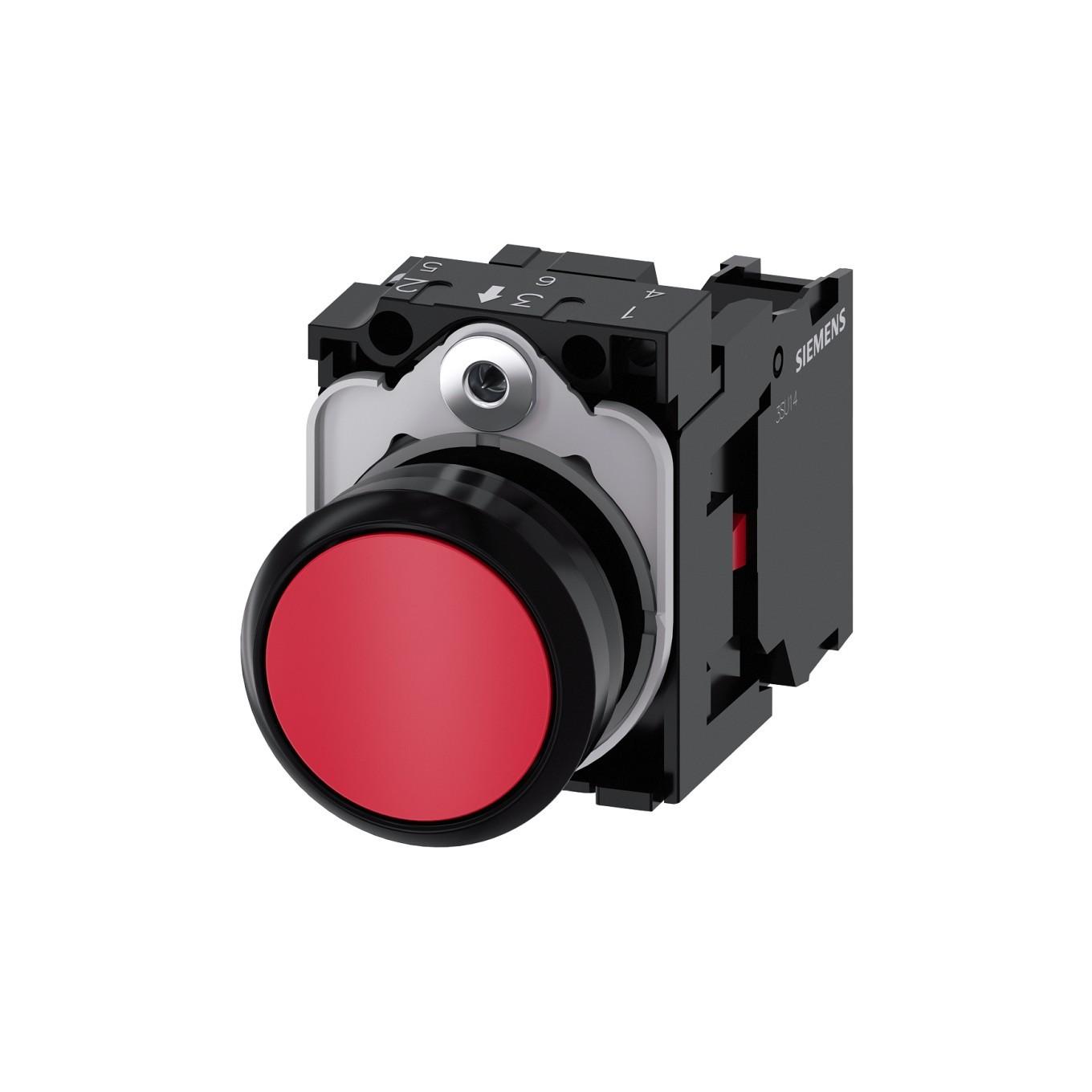 PUSHBUTTON, MOM, RED, FLUSH