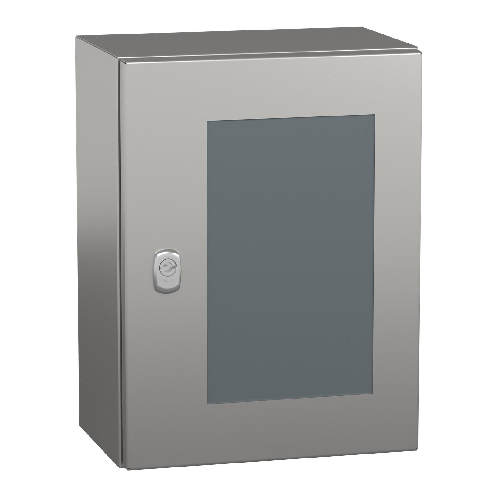 Wall mounted enclosure, Spacial S3X, stainless steel 304L, glazed door, 400x300x200mm, IP66