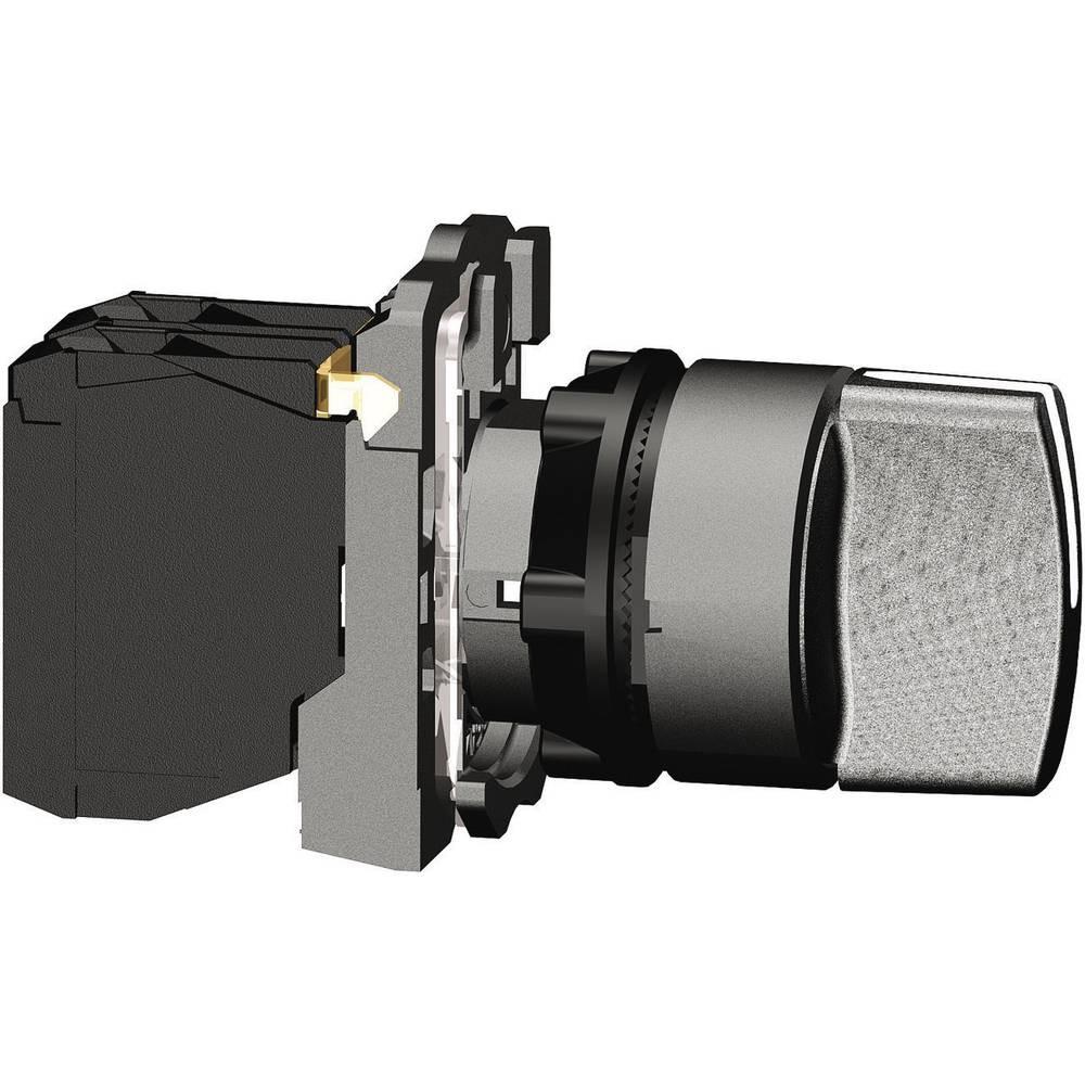 Selector switch, Harmony XB5, plastic, black, 22mm, 3 positions, spring return to center, 2 NO