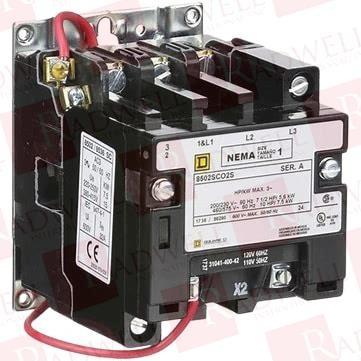 NEMA Contactor, Type S, nonreversing, Size 1, 27A, 10HP at 575VAC, 3 phase, up to 100kA, 3 pole, 120VAC coil, NEMA 1