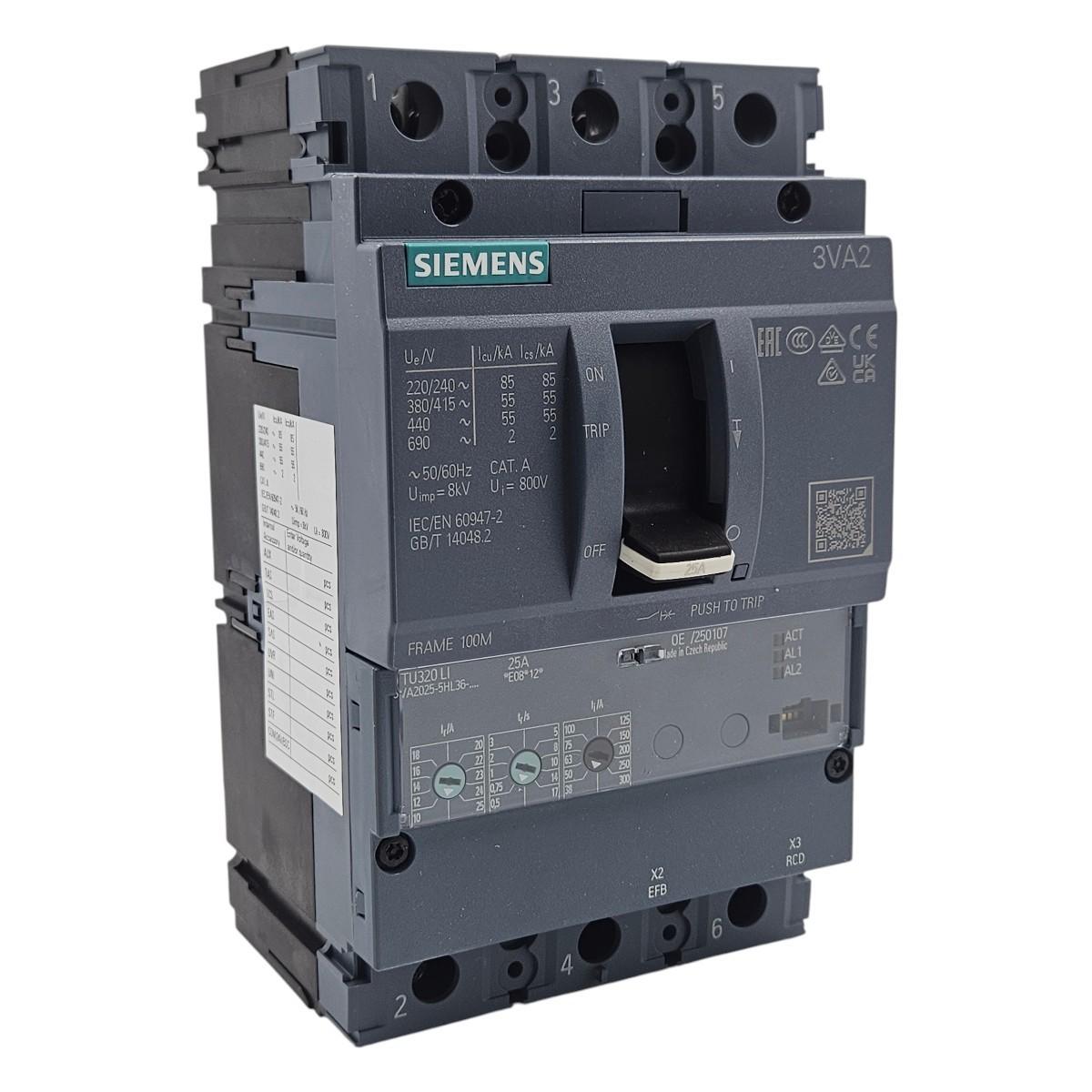 BRKR 3VA20 3P 25A 55KA ETU3-LI BOX