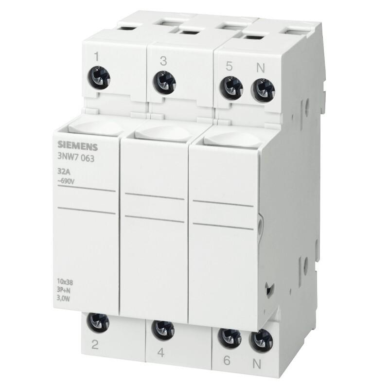 FUSE HOLDER, 3-POLE+N, 32A, 10X38MM FUSE
