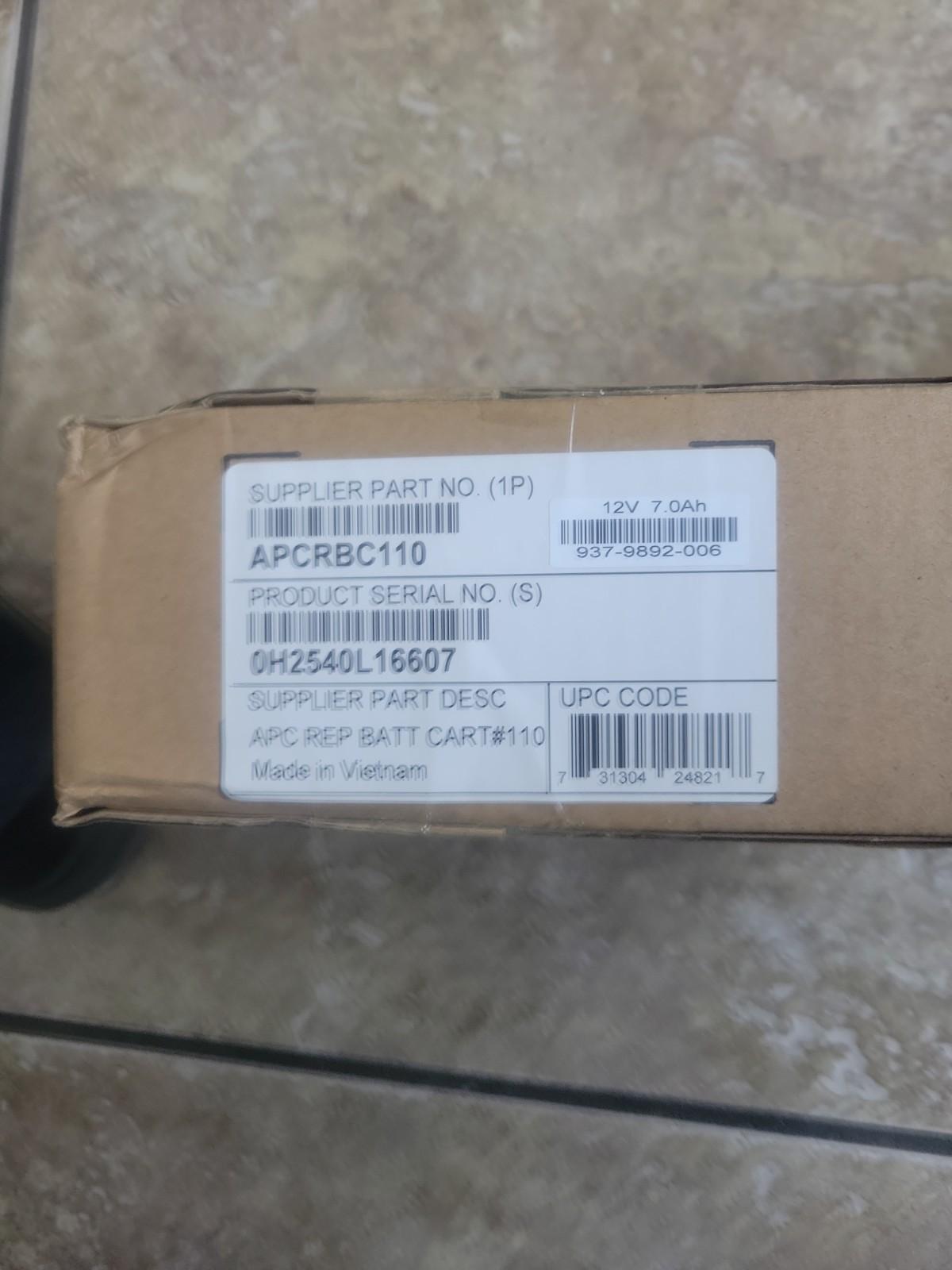 APC Replacement Battery Cartridge, VRLA battery, 7Ah, 12VDC, 2-year warranty