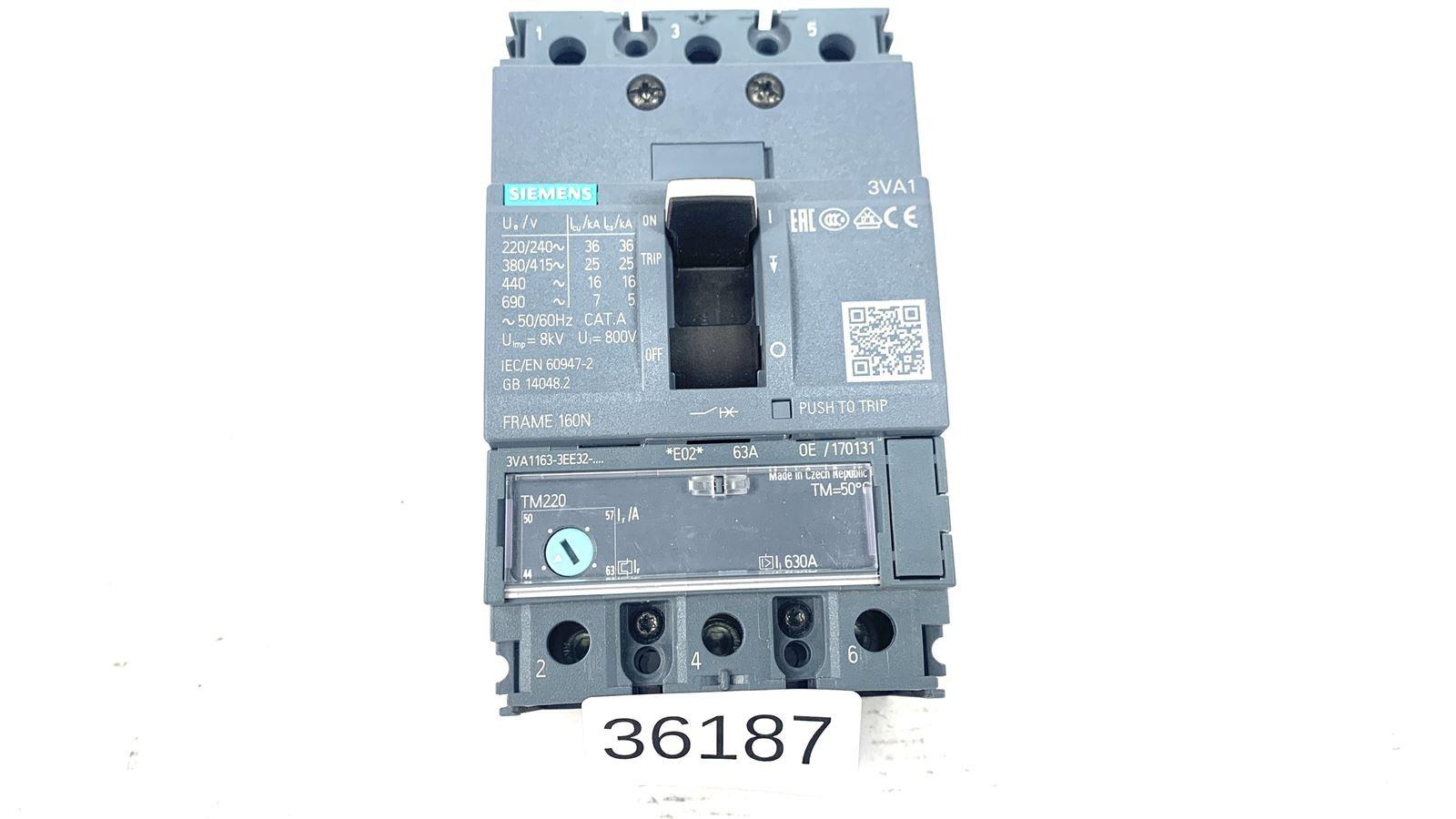 BRKR 3VA11 3P 63A 25KA ATFM NUT