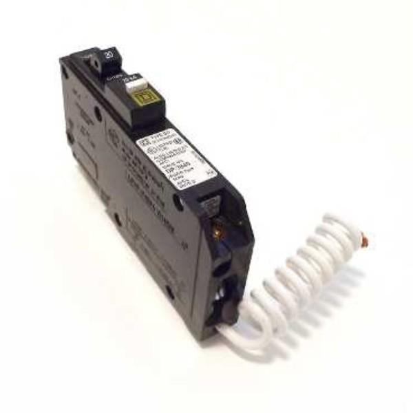 Mini circuit breaker, QO, 20A, 1 pole, 120/240VAC, 22kA, combo arc fault, pigtail, plug in mount