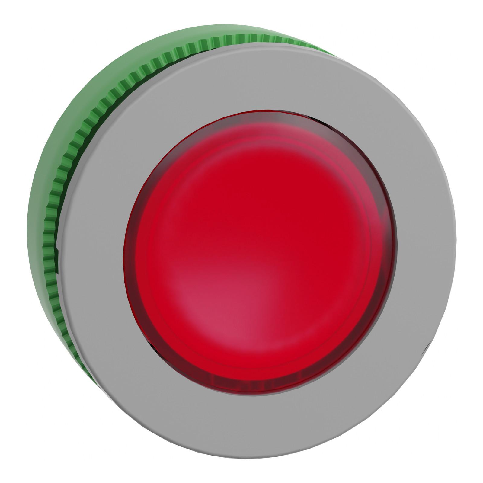 Head for pilot light, Harmony XB5, grey bezel, red, 30mm, universal LED, plain lens