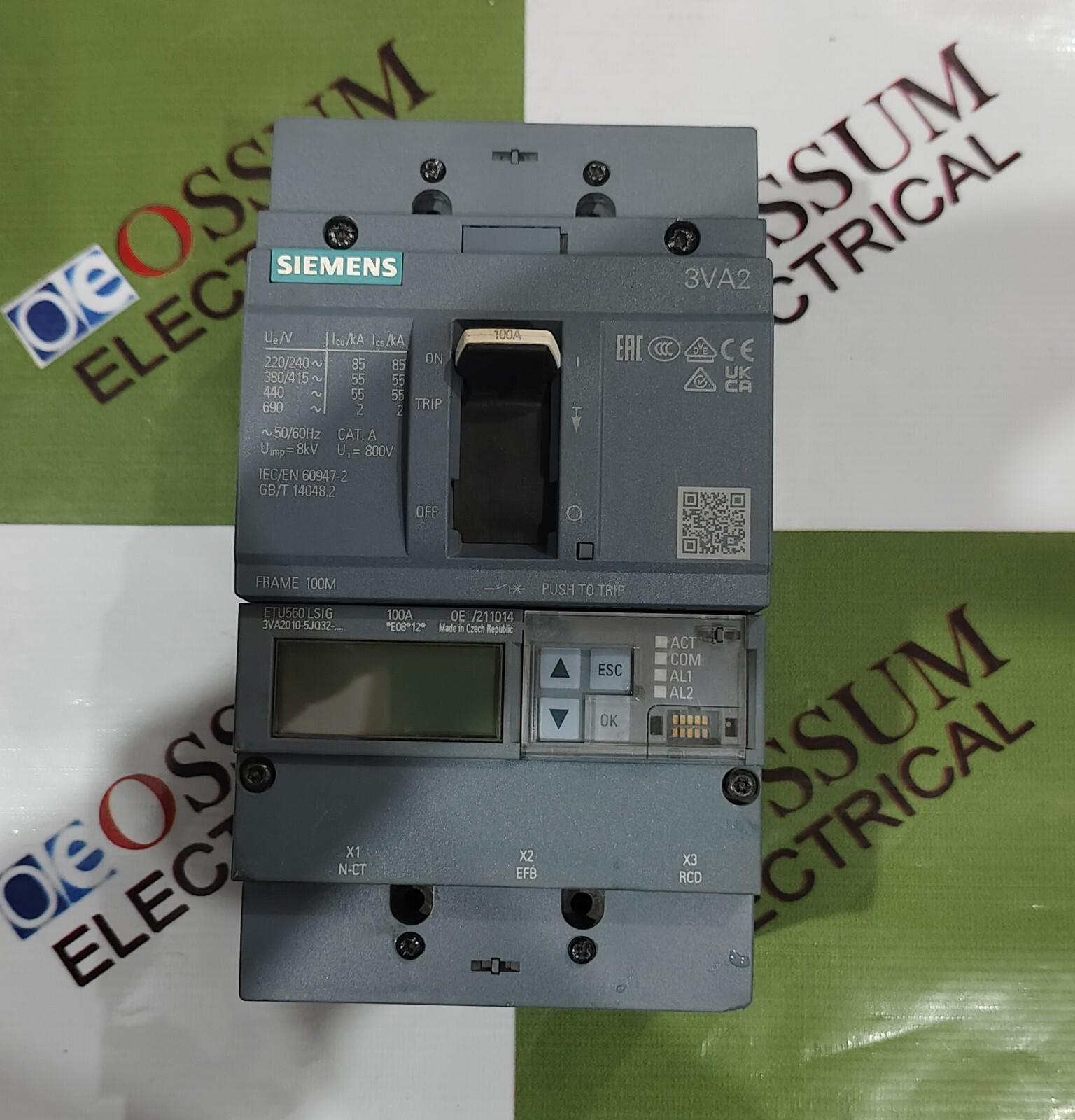 BRKR 3VA20 3P 100A 55KA ETU5-LSIG NUT